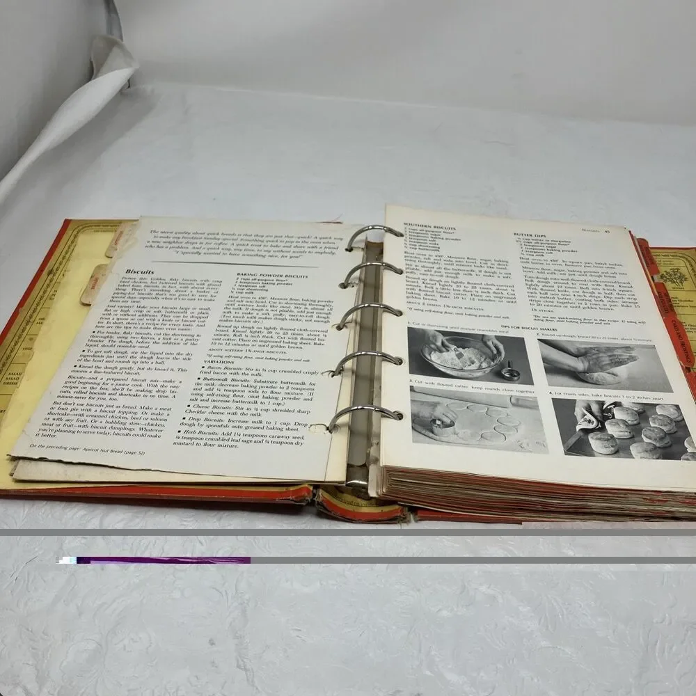 VTG 1973 Betty Crocker's Cookbook  Red Pie Cover 5-Ring Binder FLAWED DAMAGE